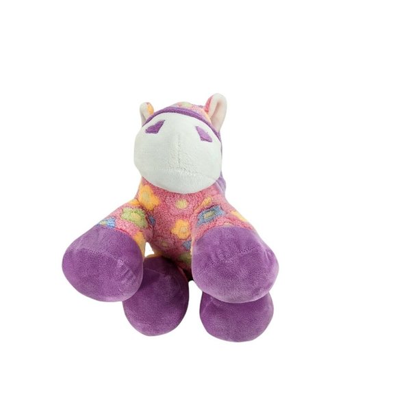 Dan Dee 13" Precious Plush Rainbow Colored Floral Horse Pony w/Yarn Mane/Tail - Picture 5 of 8